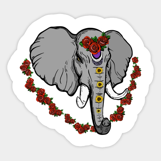 Elephant Floral Sticker by KateVegaVisuarts